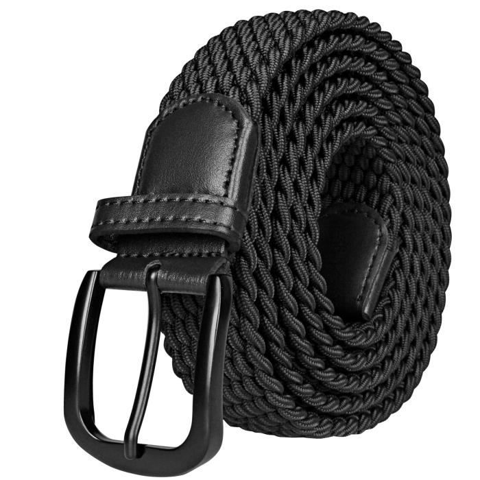 Ceinture élastique noire | Cuir teint à la main | Artisanat italien
