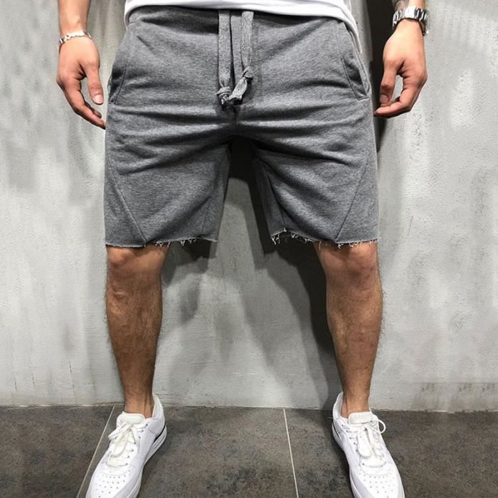 Short,Short de crossfit pour homme,style sauvage,solide,déchiré,pantalon  court athlétique,jogging d'entraînement,10 - dark grey[B] Blanc - Cdiscount  Prêt-à-Porter