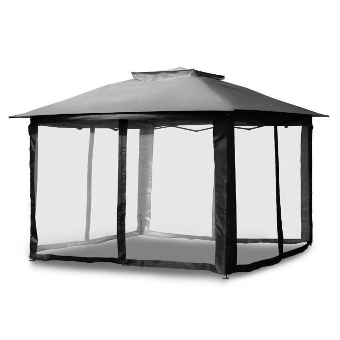 3 Parois Latérales Pour Tonnelle 3x3 M - Tissu Oxford 210D Imperméable Et Anti-UV - Pour Tonnelle Pliante (tonnelle Non Incluse) - Noir