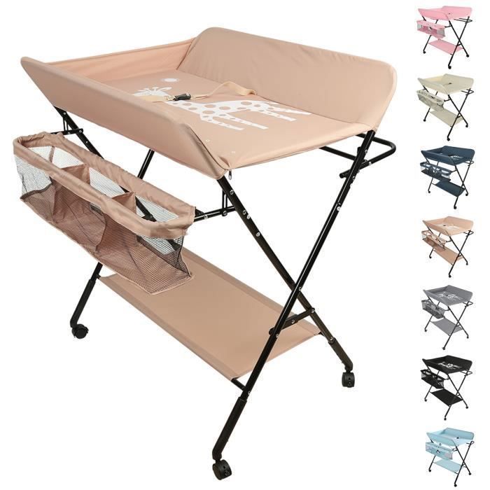 Table à Langer Bébé Orzbow Pliable Avec Veilleuse Et Tiroir - Hauteur Réglable, Sécurisée Et Ultra Pratique !
