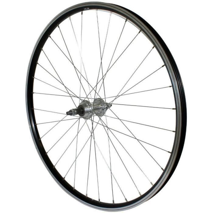 Roue arrière alu double paroi moyeu alu axe plein roue libre P2R 7-6V - noir - 7/6 vitesses