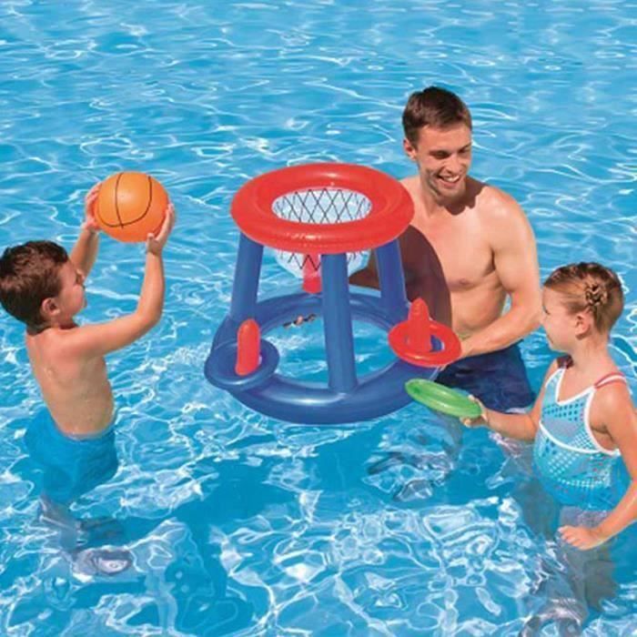 Jeu De Basket Piscine Gonflable 2 En 1 – Panier Et Anneaux – Été Enfants Adultes
