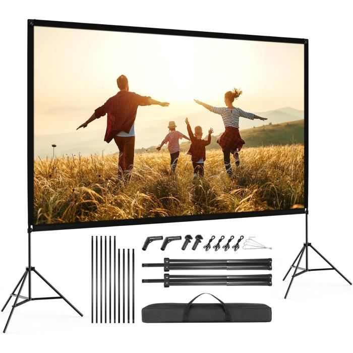 Écran De Projection 100 Pouces Pliable - 221x125 Cm, Format 16:9 - Double Face, 4K - Pour Maison, Extérieur, Camping
