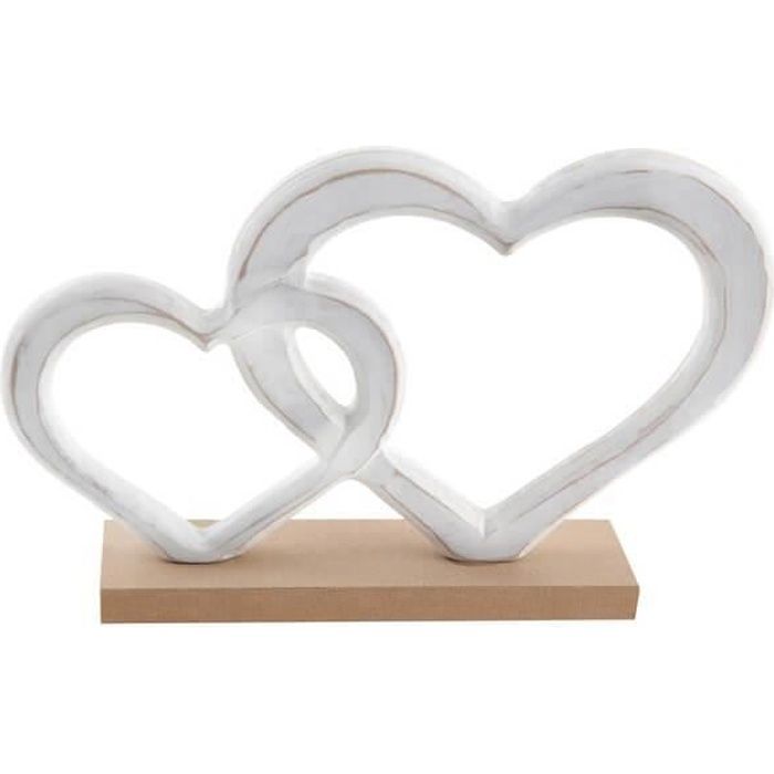 Décoration de table mariage coeur blanc et naturel en bois (x1) R/6835