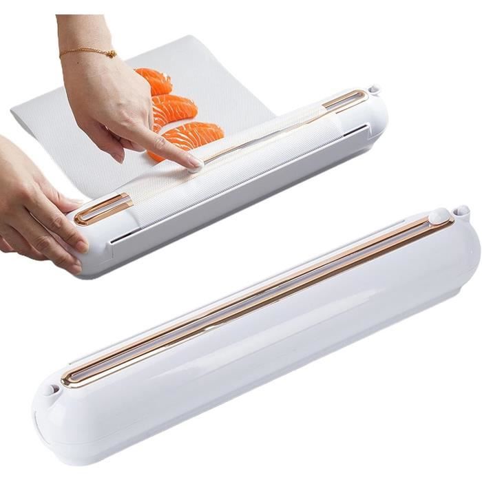 Generic Coupe-feuille, distributeur de film alimentaire en aluminium avec coupe-porte-objet, dérouleur de film, rangement magnétique pour papier ciré parchemin