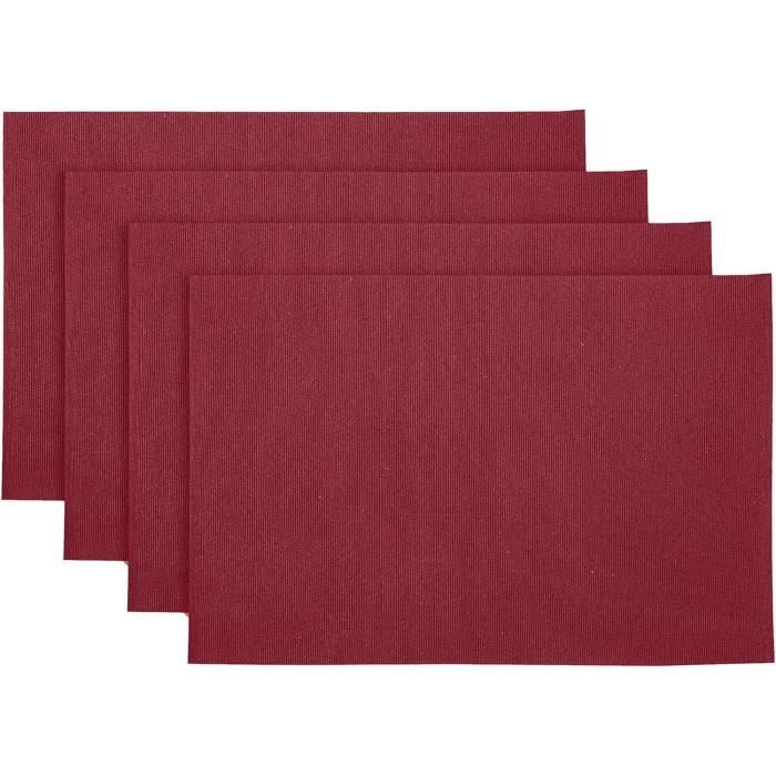 Set de Table Vigne Rouge Lot de 4 Set de Table Rouge en Coton pour ...