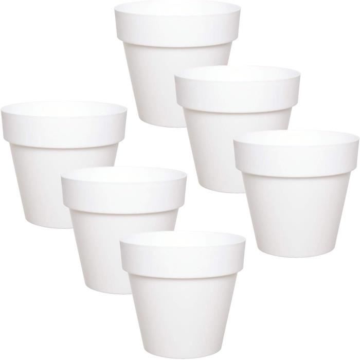 Cache-pot En Plastique Blanc IBI – Diamètre 12 Cm, Hauteur 10,7 Cm, Résistant Au Gel, Empilable