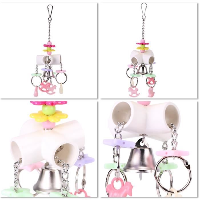 Comparer les prix de SURENHAP Jouet Perroquet Perroquet Perruche Calopsitte Coloré Acrylique Jouet Suspendu À Mâcher Pour Cage À animalerie jouet