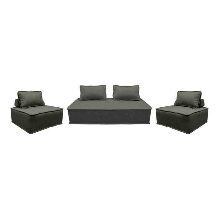 Ensemble chauffeuses DAO pour canapé modulable en tissu capitonné 4 places gris foncé