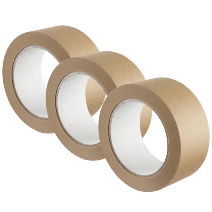 Rouleaux De Ruban Adhésif Papier Kraft - 48 Mm X 50 M - Qualité 60 Gsm - 2 Pièces