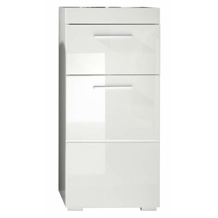 Meuble bas de salle de bain AMANDA - 1 porte + 1 tiroir - L37 x P31 x H79 cm - Blanc - TRENDTEAM
