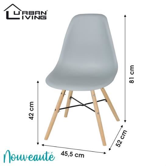 chaises jena gris clair avec base en bois/métal - urban living - set of 4 - contemporain - design - intérieur