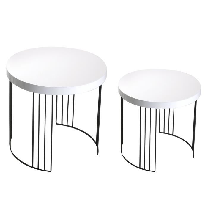 table d'appoint kansas - versa - blanc - 55 x 55 x 55 cm - bois et métal