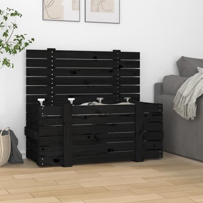 VidaXL Boîte de rangement Noir 91x40,5x42 cm Bois massif de pin 825002 ...