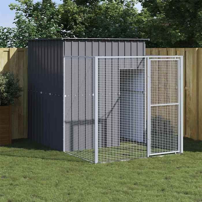 Niche Pour Chien Avec Cour vidaXL - Acier Galvanisé - vue 4