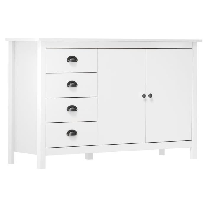 Buffet De Cuisine Moderne - Buffet Hill Blanc 130x40x80 cm Bois de pin solide 274Kg FR2023