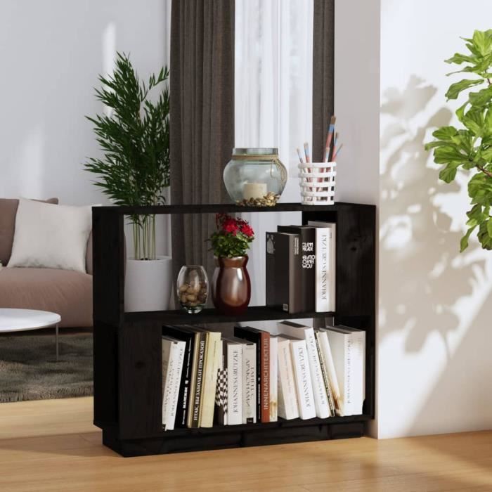 Étagère Bibliothèque Vicco Pilar - Noir Mat, 12 étagères, Séparateur De Pièce Design