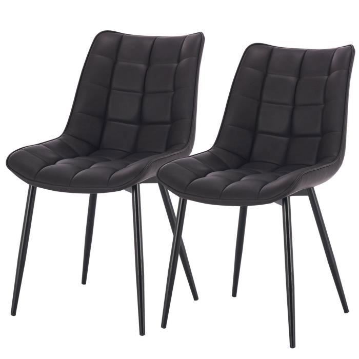 WOLTU 2x Chaises de salle à manger Chaises de Cusine Assise rembourrée en Similicuir pieds en métal Anthracite W0ATT0098-2