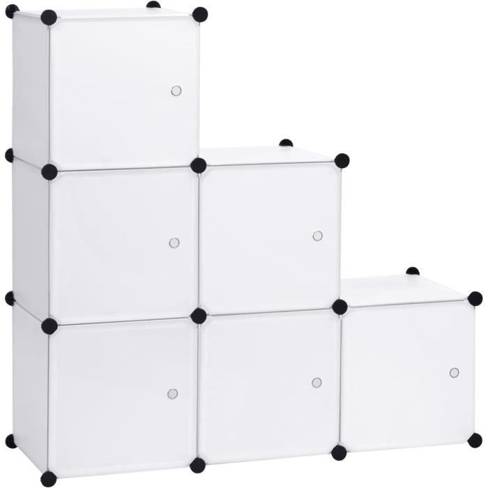 WOLTU Armoire plastique Penderie pour le stockage de vêtements-accessoires-livres Étagère de rangement DIY 6 cubes Blanc WOLTU Armoire plastique Penderie pour le stockage de vêtements-accessoires-livres Étagère de rangement DIY 6 cubes Blanc
