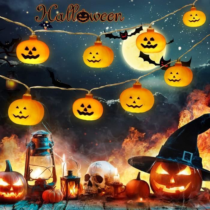 Toile de Fond Guirlande Lumineuse de Lanternes Citrouilles d'Halloween RR8-377