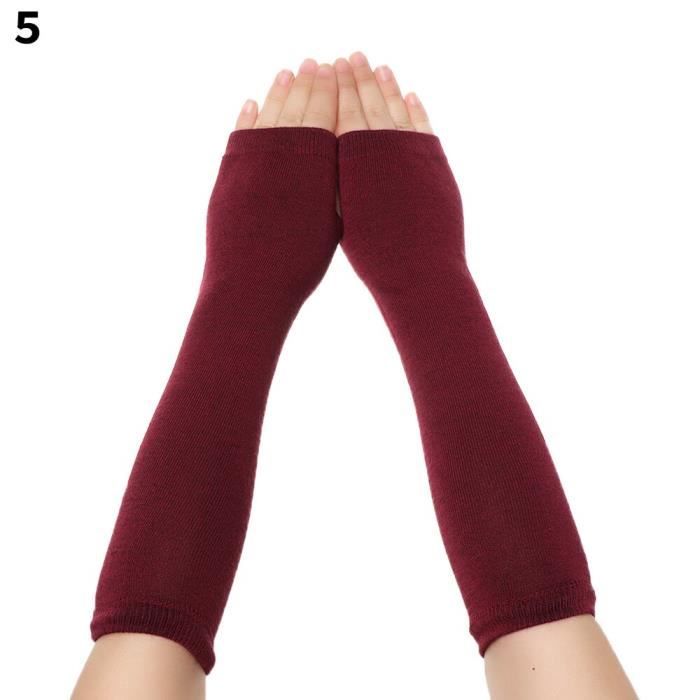 Gants Mitaines Sans Doigts Femme - Tricot Doux - Noir, Beige, Gris, Rose