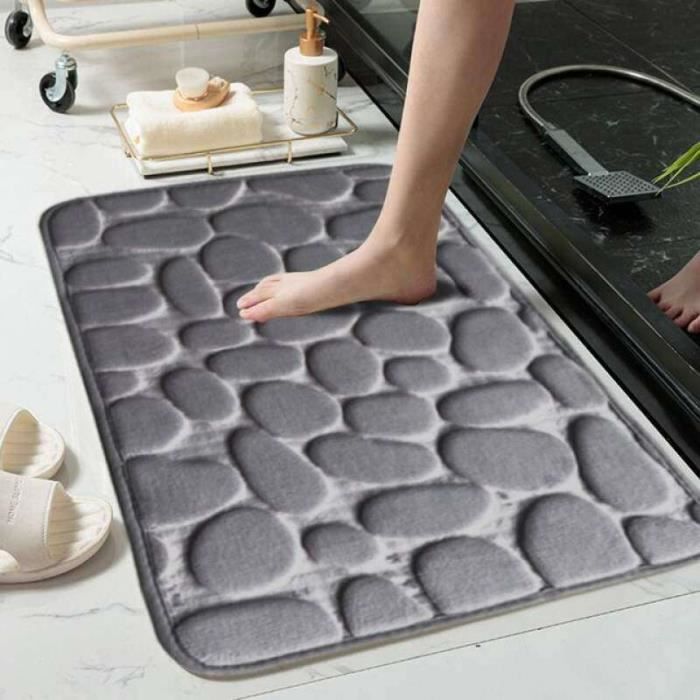 HA03720Tapis de salle de bain en galets antidérapants. absorbant. en