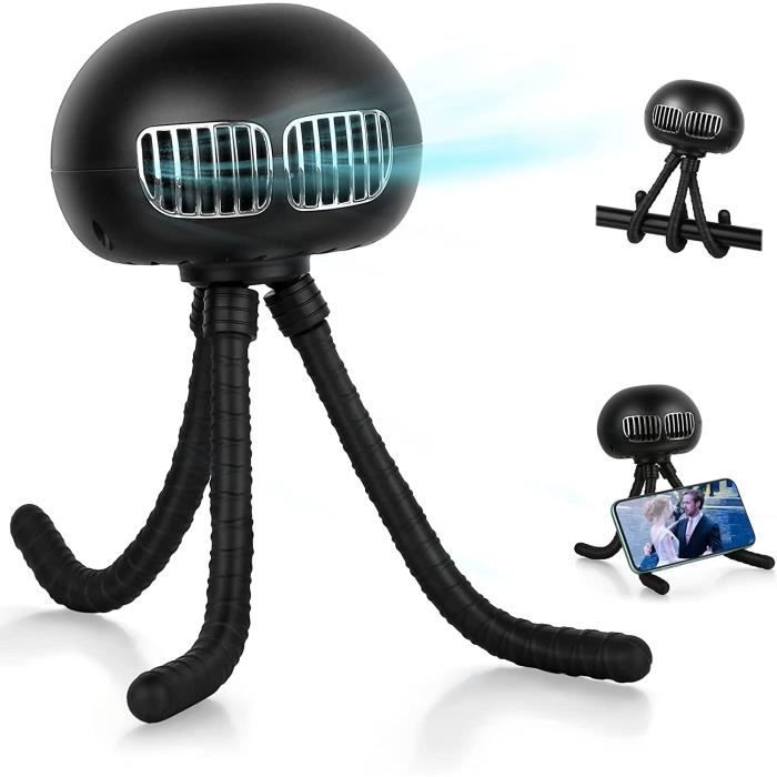 Ventilateur Portable AKTIVE 2 En 1 Avec Pince - 3 Vitesses - Rotation 360° - Rechargeable USB