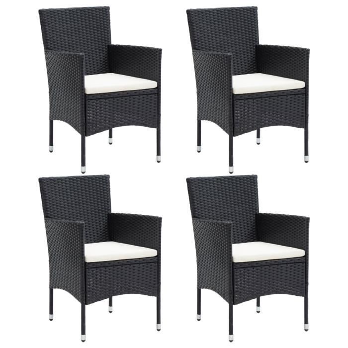 KOSMI - Chaise noire style nature aspect rotin en résine tressée et KOSMI - Chaise noire style nature aspect rotin en résine tressée et