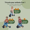 BESREY 5 en 1 Tricycle Draisienne Vélo +Pour les Bébés et Enfants de 1 à 4 ans Bleu-1