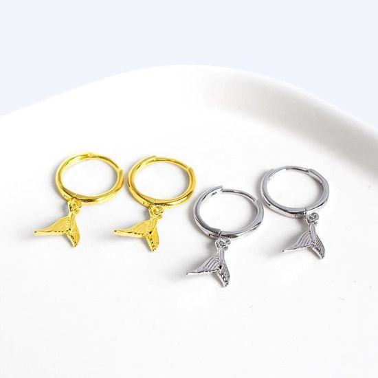 BOUCLE D'OREILLE UNIQUE LOBE CARRÉE À PICOTS