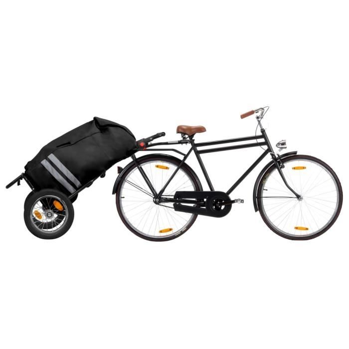 Maison❀- Remorque de vélo pliable avec sac d'épicerie Noir 42 x