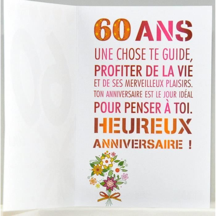 692038 Carte Anniversaire 60 ans Femme motif Nœud Ruban Cadeau