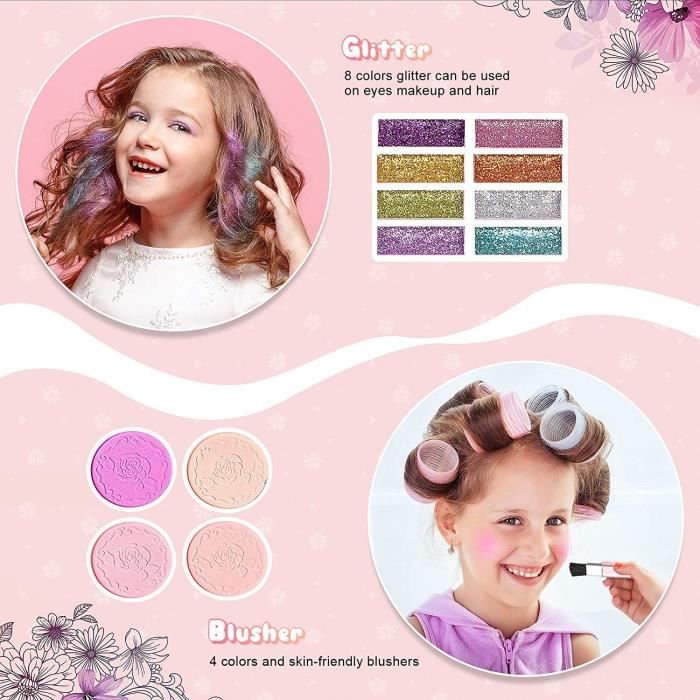 2pcs Maquillage Enfant Fille Bio Lavable- Coffret malette Palette