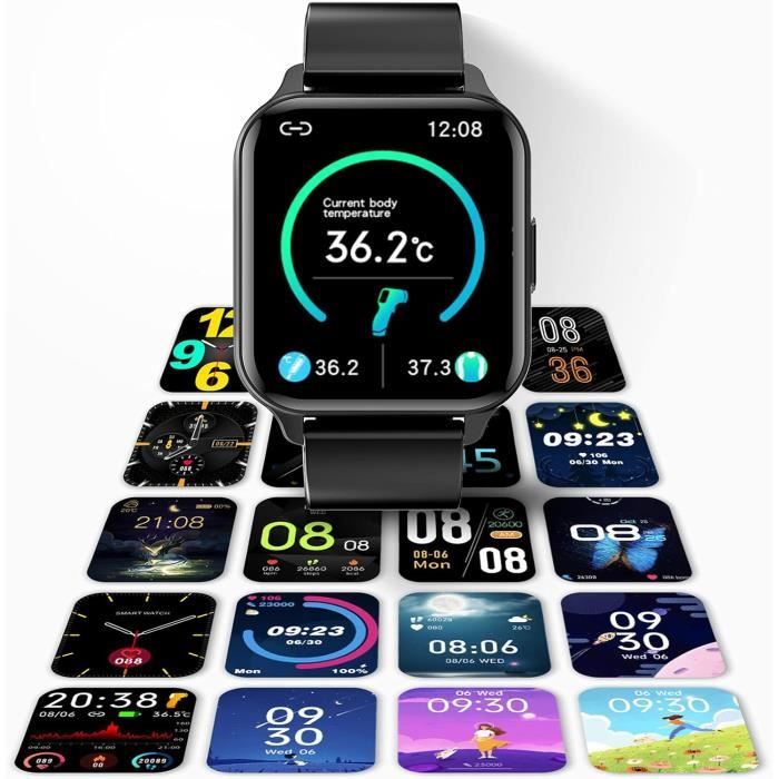 Montre Connectée SUPBRO Avec Mesure De Température Corporelle - Étanche IP67, 24 Modes Sport, Suivi Santé