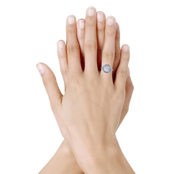 Les Poulettes Bijoux Bague Argent Rond de Nacre Ivoire taille 50