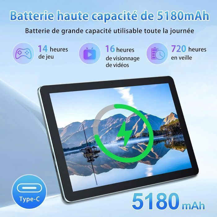 Tablette Android 13 - 10 Pouces, 6 Go RAM, 64 Go ROM, Processeur Quad-core | Écran HD 1280x800, Double Caméra | Idéal Famille Et Loisirs - 9