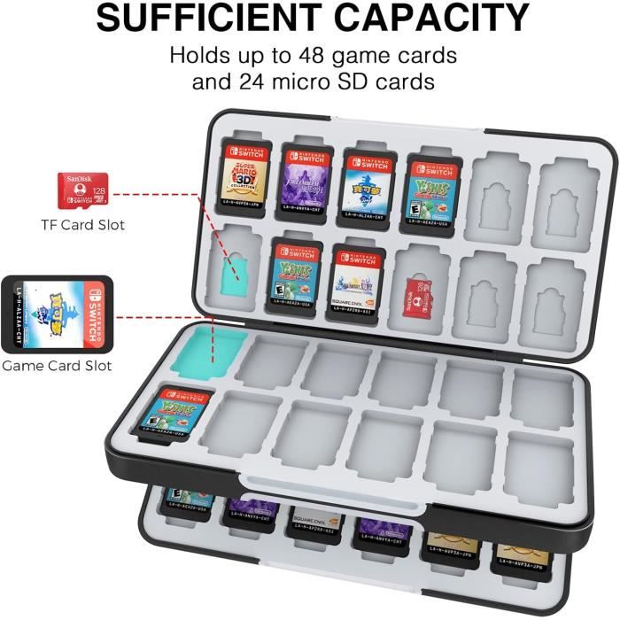 JINGDU Étui de Rangement pour Cartes de Jeu Compatible avec Nintendo Switch  OLED/NS/Lite, Cartouche en Silicone Nintendo Switch avec 24 Emplacements