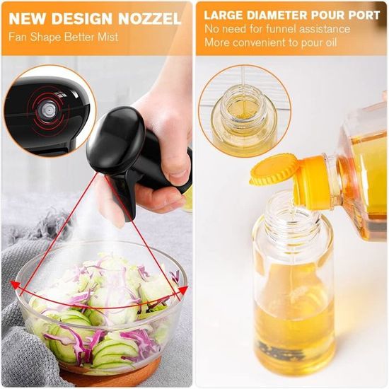 Pulvérisateur D'huile 470ml Tapvai - Verre Foncé, 2 En 1 Spray Et Verseur, Pour Air Fryer