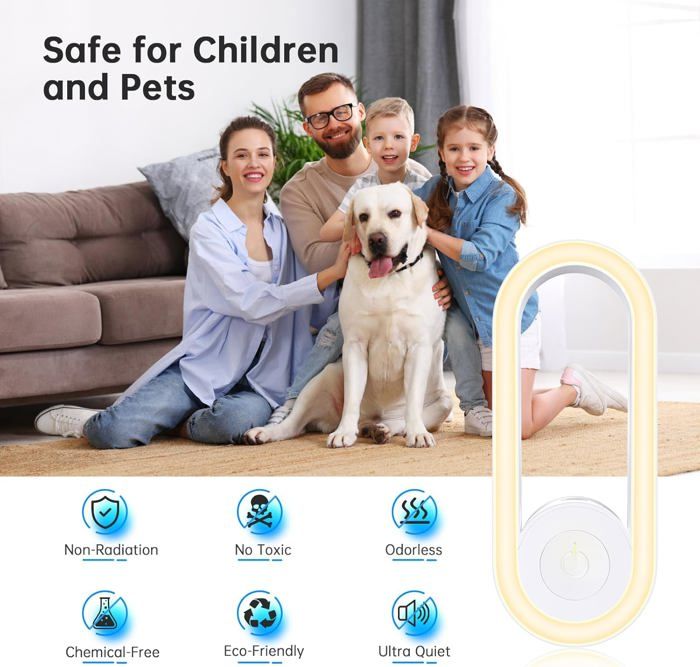 Lot De 4 Répulsifs Ultrason Moustiques & Rongeurs - Anti-Souris, Anti-Insectes Électronique, Veilleuse Auto, Sans Produits Chimiques, Couverture 120 M²