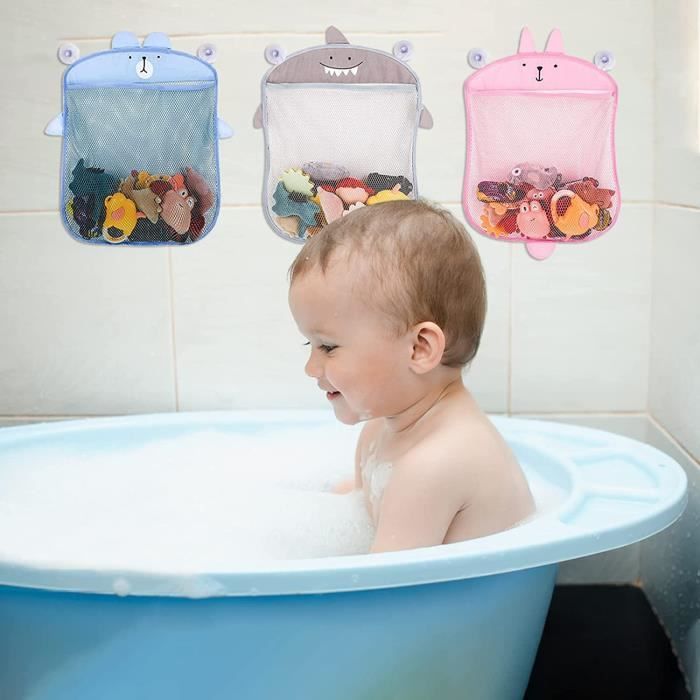 Sac de rangement jouet de bain pour bébé avec ventouses Sac en filet en  maille pour jouets bébé jouets organisateur Support Enfants Jouets d'eau  Accessoires 45 * 35cm