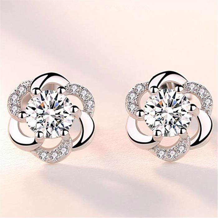 Boucles D'oreilles Trèfle Perle & Zircon - Argent 925 - Élégant Et Brillant - Cadeau Femme