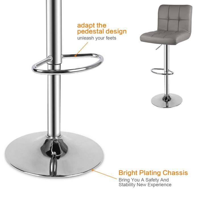 Tabourets De Bar Réglables Tournants - Lot De 3 Avec Dossier Et Repose-pieds, Revêtement En PU Confortable Pour Cuisine Ou Salon - 9