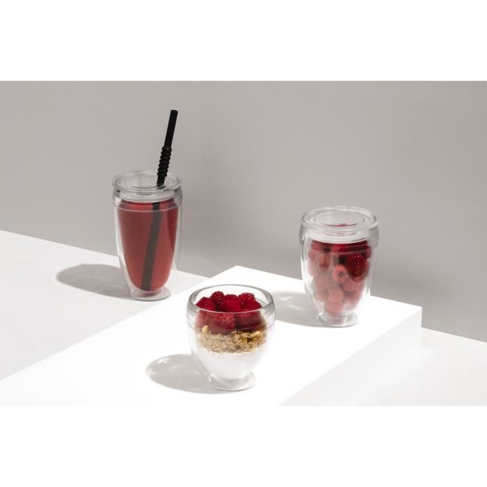BODUM Pavina To Go - Bicchiere Infrangibile Doppia Parete Con Coperchio, Confezione 2 Pezzi, 170 G, Senza BPA, Per Yogurt, Frullati E Muesli In Viaggio - 2