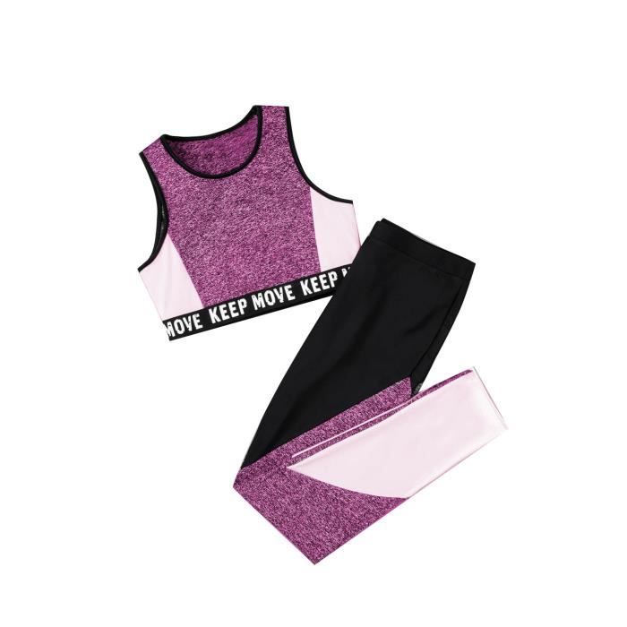 Ensemble Sport Fille – Legging, Gilet, Camisole, Danse Modern Jazz Hip Hop (5-16 Ans)