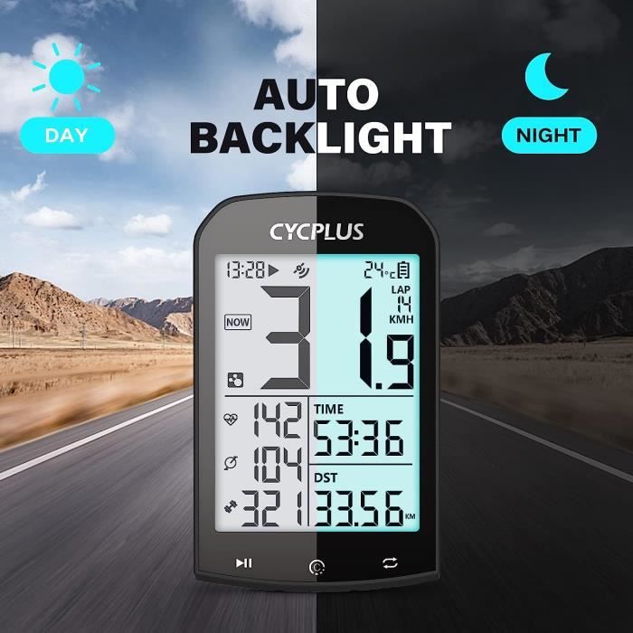 CYCPLUS M1 Compteur Velo GPS,GPS Compteur Vélo sans Fil,Odomètre Velo,Bluetooth  Ant + Dispositif de Vélo,Ordinateur de Vélo sans4 - Cdiscount Sport