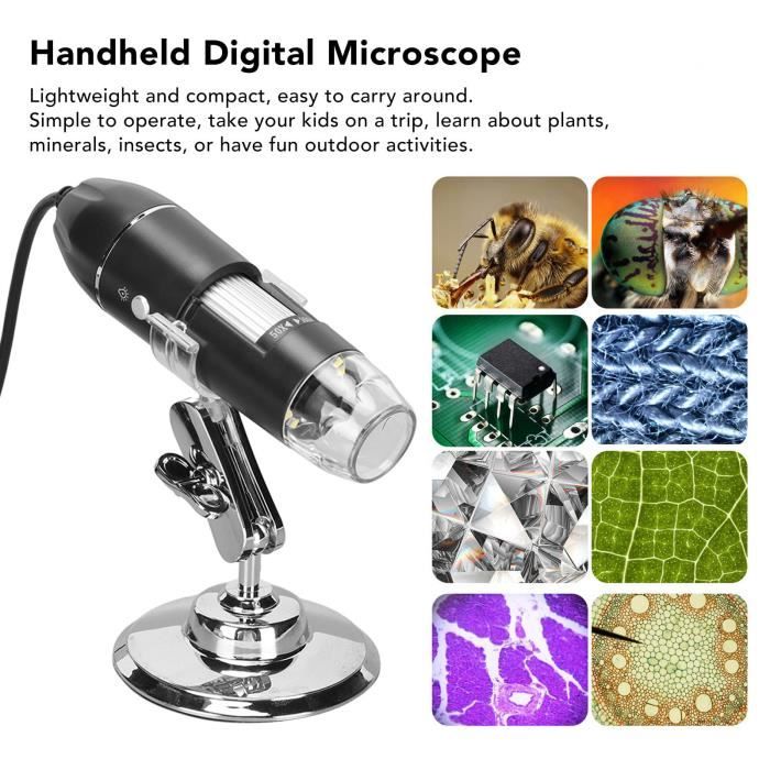 Microscope Numérique Portable Krovtoy HD 1080P - Écran LCD 4.3" IPS - Zoom 50-1000x - 8 LED Ajustables - Pour Enfants & Pros - Compatible PC Windows & Mac