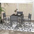 Ensemble de jardin 4 personnes chaises empilables table extensible 80/160L cm alu. teslin antracite-3