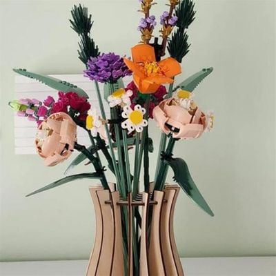 Prota Puzzle 3D Vase En Bois Pour Fleurs - Kit DIY Vase Puzzle Pour Bouquets Artificiels Et Séchés 13x20cm
