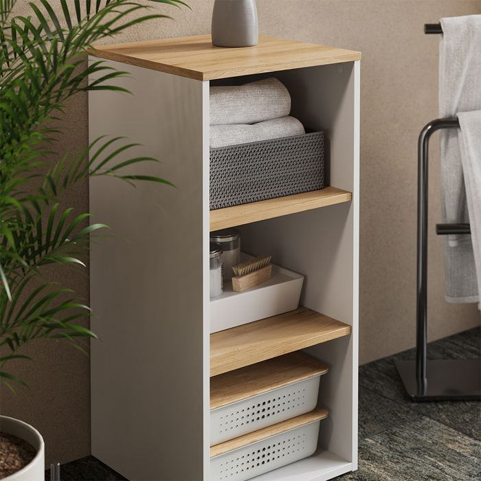 Meuble Salle De Bain Viktor Blanc/artisan - 40.2x88.2cm, Rangement Pratique, Design Moderne Et élégant