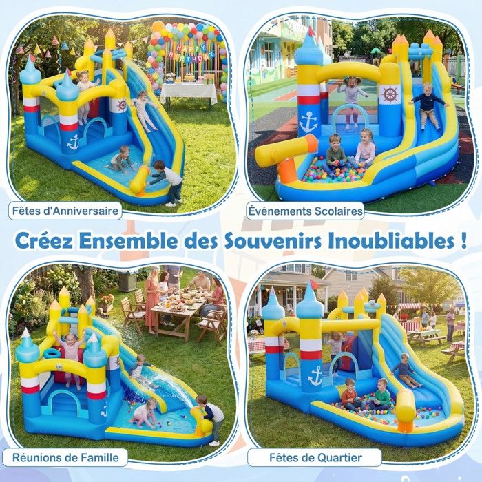 Aire de jeu gonflable Giantex Château Gonflable avec Toboggan pour Enfants 3-10 Ans Thème de